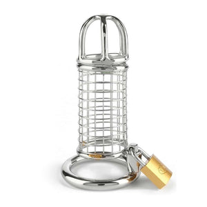Cage de chasteté pour homme en Acier inoxydable surface polie facile à nettoyer durable non poreux et compatible avec tous les lubrifiants mécanisme de verrouillage avec cadenas et clé