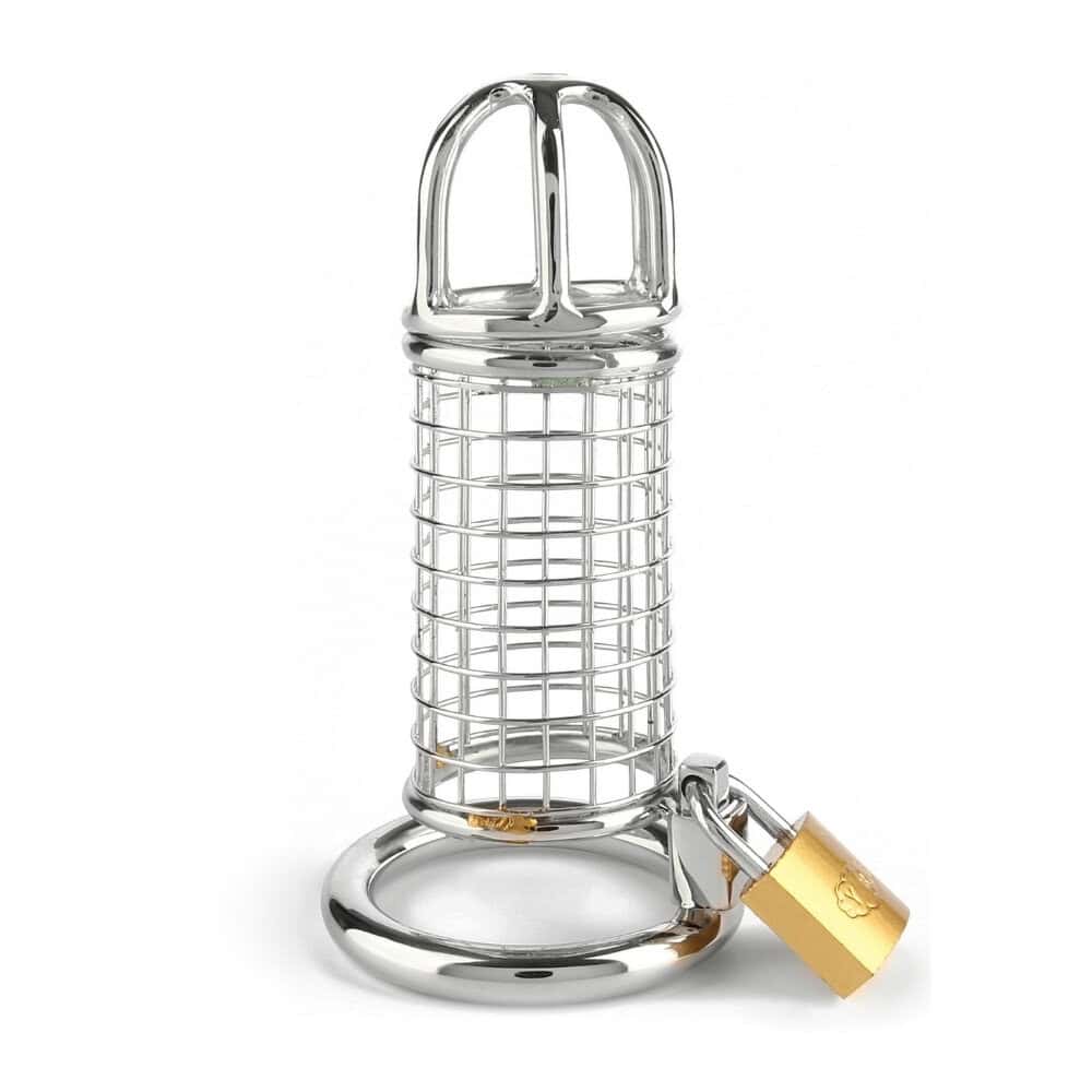 Cage de chasteté pour homme en Acier inoxydable surface polie facile à nettoyer durable non poreux et compatible avec tous les lubrifiants mécanisme de verrouillage avec cadenas et clé