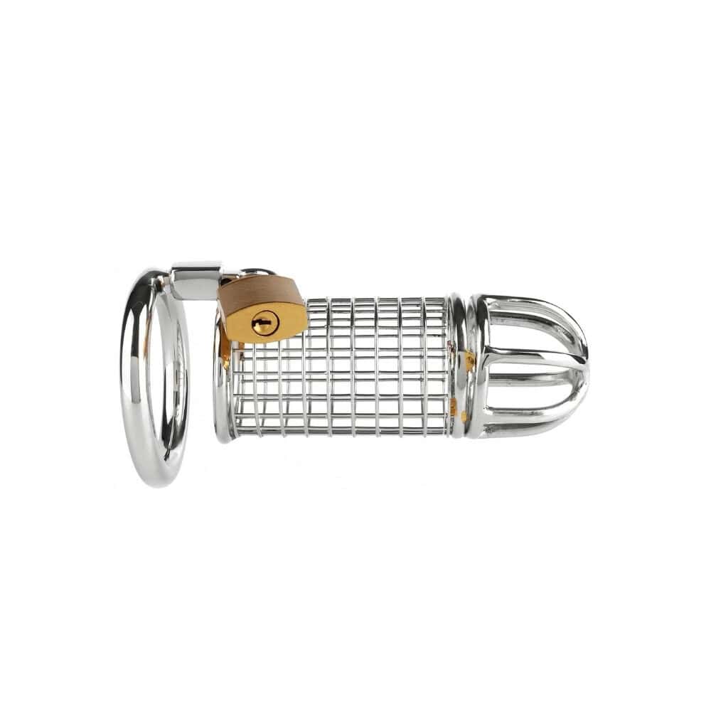 Cage de chasteté pour homme en Acier inoxydable surface polie facile à nettoyer durable non poreux et compatible avec tous les lubrifiants mécanisme de verrouillage avec cadenas et clé