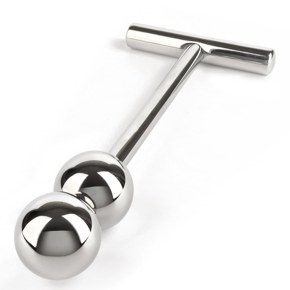 Sextoy anal haut de gamme en acier inoxydable avec double sphère insérable surface lisse et polie poignée en T ergonomique