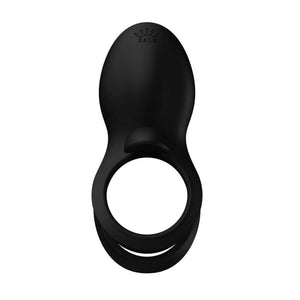 Vibromasseur portable au design ergonomique présenté avec son écrin, posé sur un décor aux nuances bleues et rouges, sélection Brigade Mondaine Paris. Sextoys Electriques
