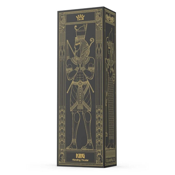 Stimulateur noir en silicone texturé avec finition dorée, présenté à la verticale sur fond sombre, proposé par Brigade Mondaine Paris.