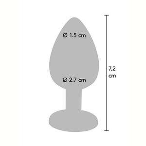 Plug anal en métal argenté poli effet miroir, à la forme lisse et effilée avec base plate assurant stabilité, présenté sur fond blanc dans une esthétique épurée.