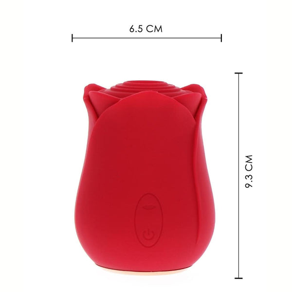 Stimulateur clitoridien rose en forme de bouton de fleur, au design lisse et arrondi, présenté sur fond blanc avec une finition soignée et moderne.