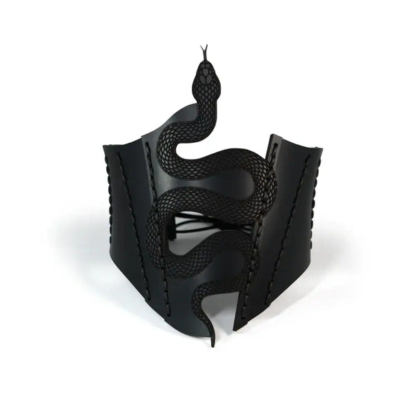 Corset sous-buste Cuir Noir Serpent