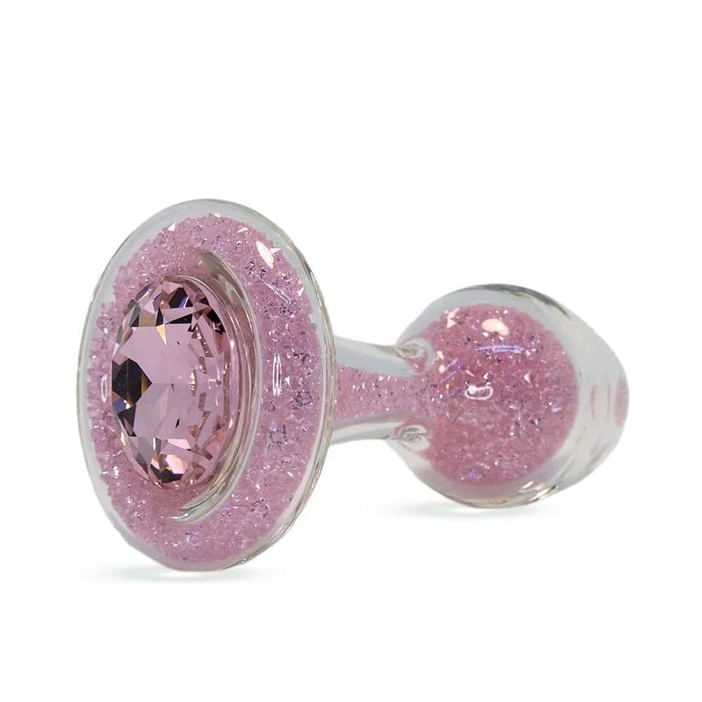 Plug en Verre Borosilicate avec Cristaux Rose