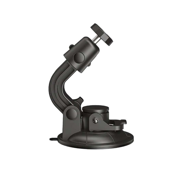 Sex machine noire avec poignée ergonomique, embout texturé et support ventouse ajustable, accessoire proposé par Brigade Mondaine Paris.