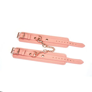 Packshot Menottes Poignet Rose en Cuir avec Chaîne Rose Gold