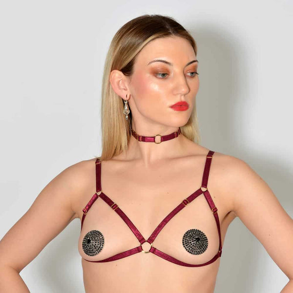 Soutien gorge ouvert frame bordeaux de chez elf zhou london