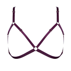 Soutien-gorge ouvert en élastique bordeaux par ELF Zhou London