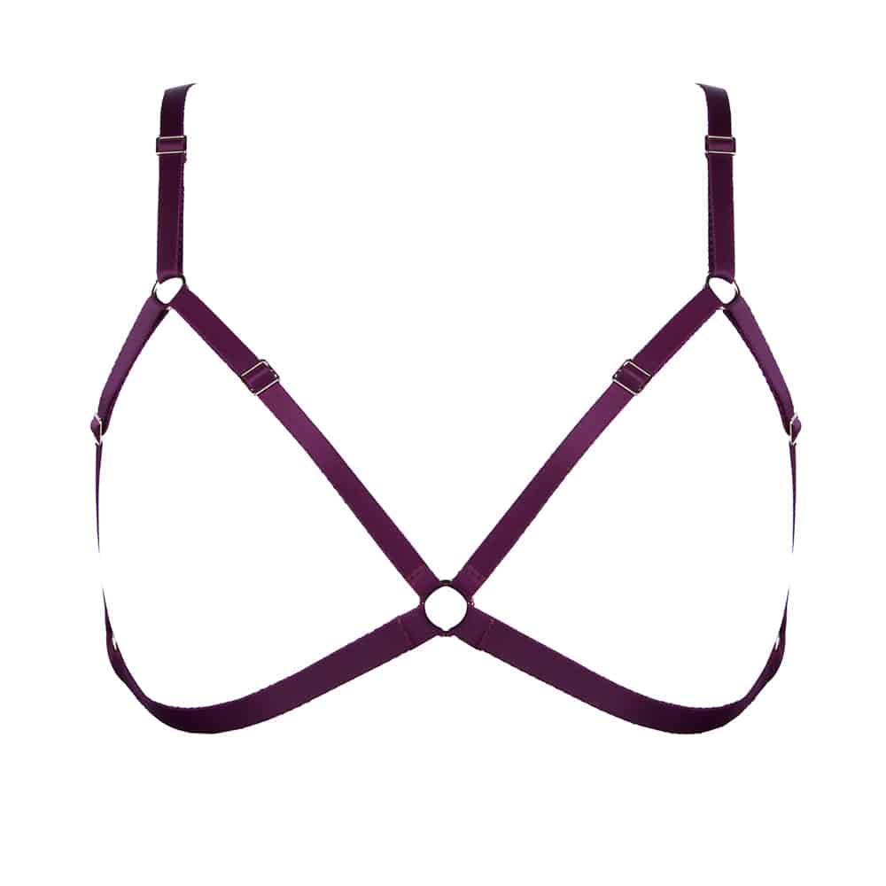 Soutien-gorge ouvert en élastique bordeaux par ELF Zhou London