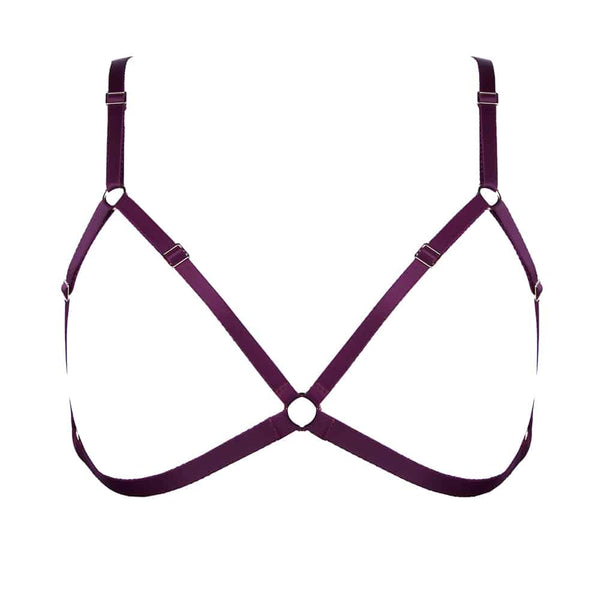 Soutien-gorge ouvert en élastique bordeaux par ELF Zhou London