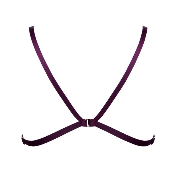 Soutien-gorge ouvert en élastique bordeaux par ELF Zhou London