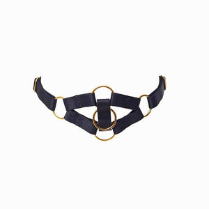 Packshot Choker en Élastiques Noir et Trois anneaux dorés en métal plaqué or