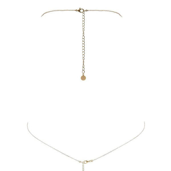 Packshot du Dos d'un Bijou de Buste Doré avec Bijoux Swarovski