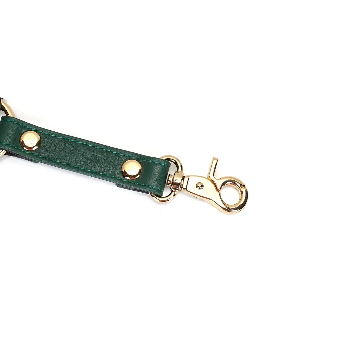Packshot Hogtie Vert en Cuir Zoom Détail sur Boucle Attache en Or