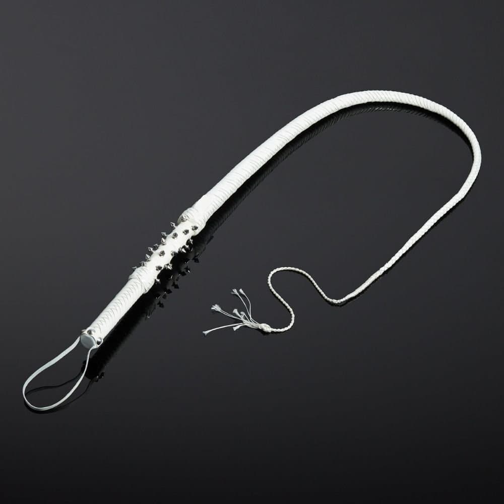 Packshot Fouet en Cuir Effet Serpent Blanc
