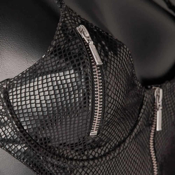 Photo Mannequin Body Cuir Serpens Noir Détail sur le Zip