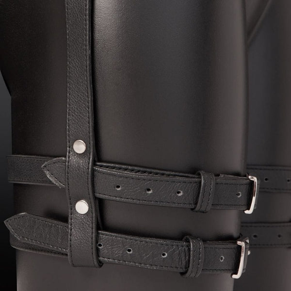 Photo Détail Sangle Packshot Harrnais Cuir de Vachette Noir Sangles Boucles et Anneaux Argentés