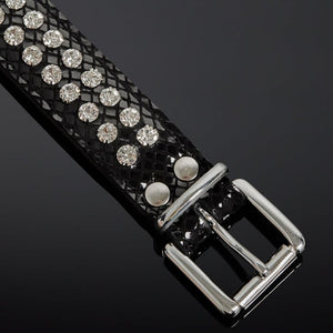 Photo Packshot Détail Boucle et Cristaux GAG Cuir Serpens Cuir Vache et Silicone Noir