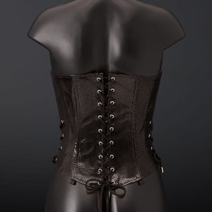 Photo Packshot Corset Cuir Vache Embossé Noir Serpens