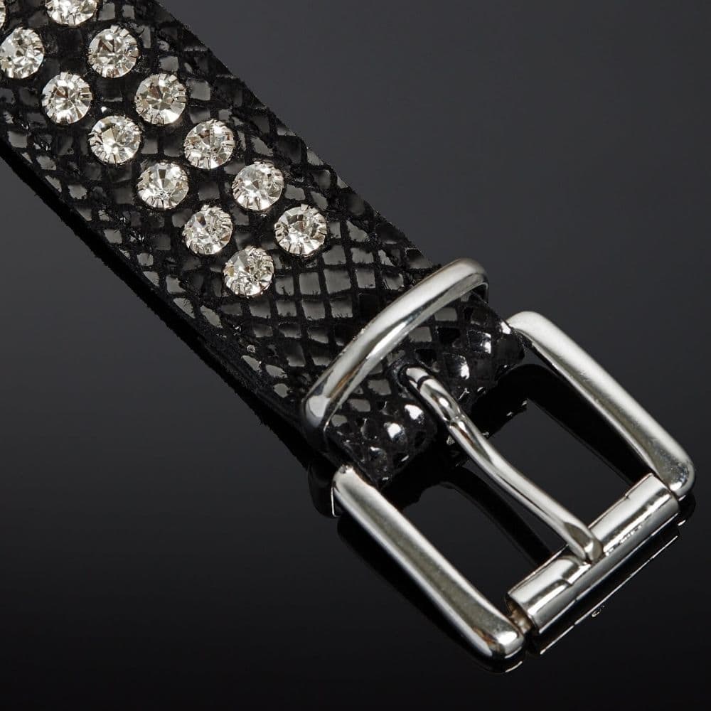 Packshot Masque Bondage Serpens en Cuir Noir Brillant Serpens et Cristaux