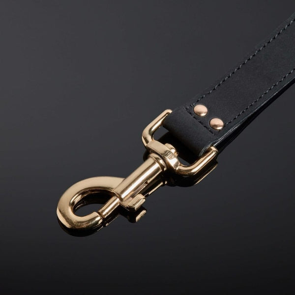 Détail sur la Boucle du Packshot d'une Laisse en Cuir Nubuck couleur Noir