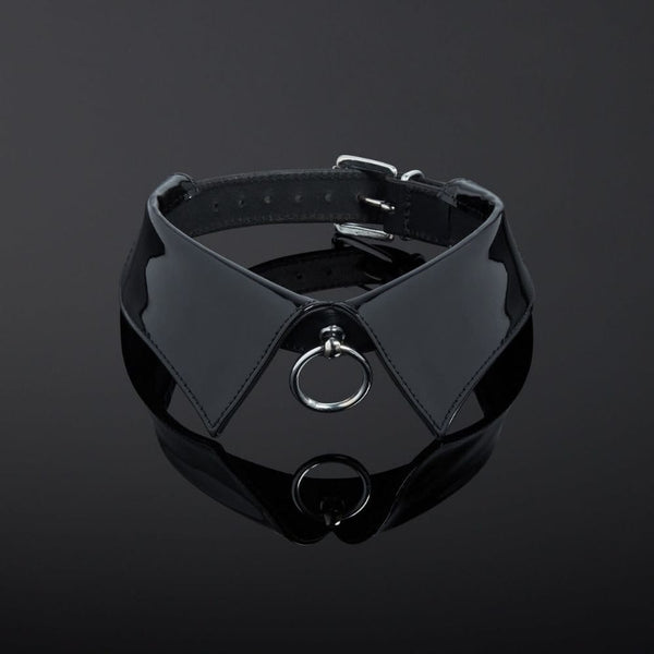 Photo Packshot Collier Bondage Cuir Vernis Noir