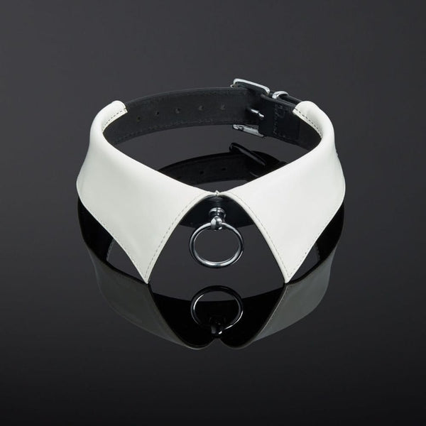 Photo Packshot Collier Bondage Cuir Vernis Blanc