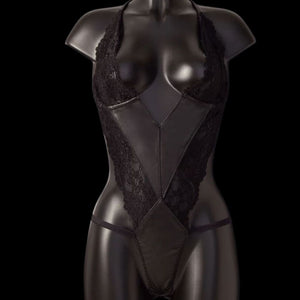 Packshot Body Dentelle et Cuir de Mouton Noir