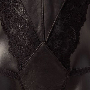 Packshot Détail Body Dentelle et Cuir de Mouton Noir