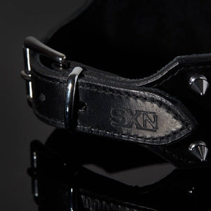 Choker en cuir premium Noir avec Spikes pointes métalliques