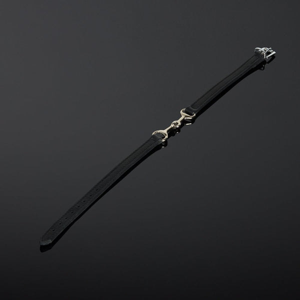 Choker en cuir Noir de selle double face et mors en métal