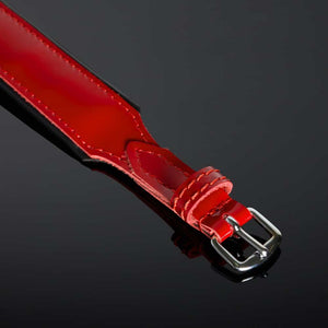 Choker en Cuir brillant verni Rouge rembourré à l'intérieur par du cuir mat rembourré