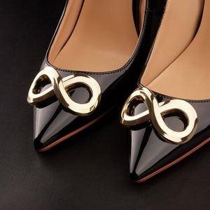 Escarpins CENTOVENTI IINFYNII à talons aiguilles avec détail métallique bijou, chaussures femme noires au design graphique, sélection Brigade Mondaine Paris