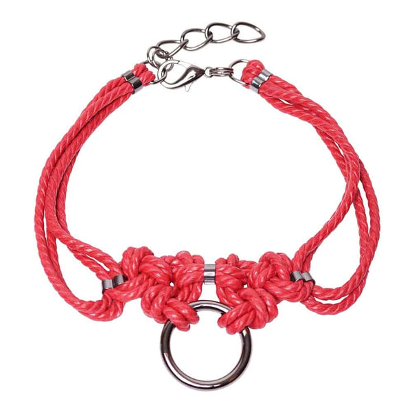 Chocker en corde nouée shibari bondage rouge Figure of A chez Brigade Mondaine