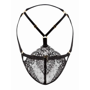 Packshot Harnais Visage en Dentelle et Velours Noir