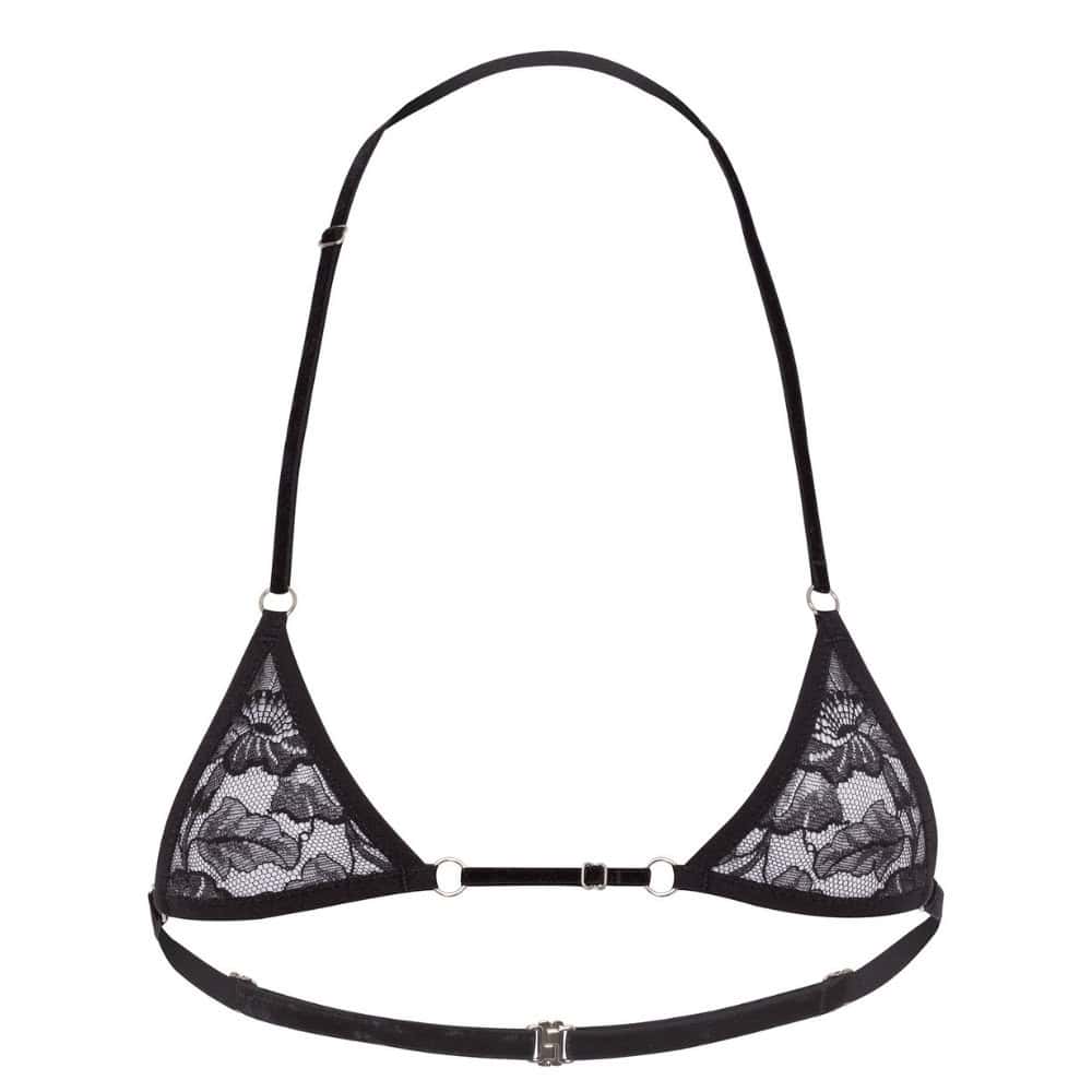 Packshot Micro Soutien-gorge Noir en Velours et Dentelle Réglable