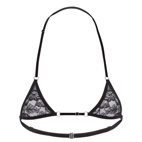Packshot Micro Soutien-gorge Noir en Velours et Dentelle Réglable
