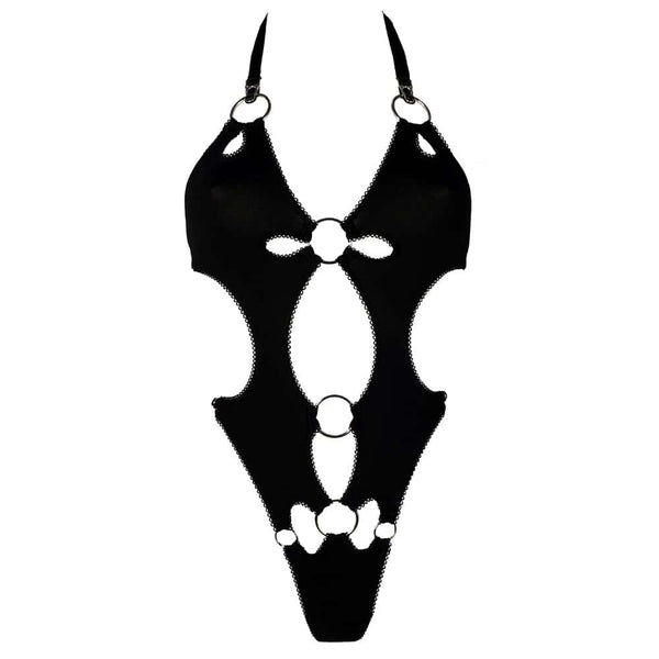 Body Erato en jersey doux extensible avec découpes précises, ouvertures goutte d’eau, élastique picot, bretelles réglables et amovibles, quincaillerie argentée discrète.
