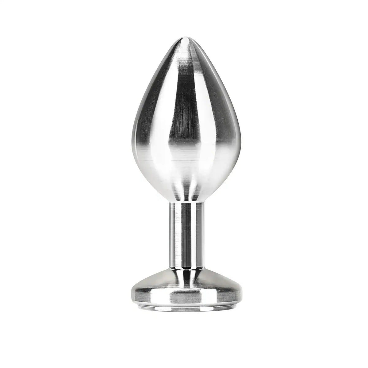 Plug anal en titane massif LIEBE SEELE à finition polie miroir avec base évasée, présenté sur fond blanc