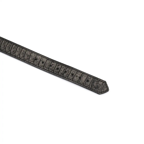 Collier laisse en cuir embossé croco noir LIEBE SEELE avec chaîne dorée et mousqueton, présenté sur fond blanc