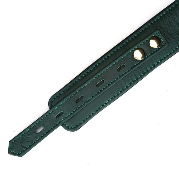 Détail du Packshot à plat du Collier Courbé Mossy Chic couleur vert et noir avec anneau doré