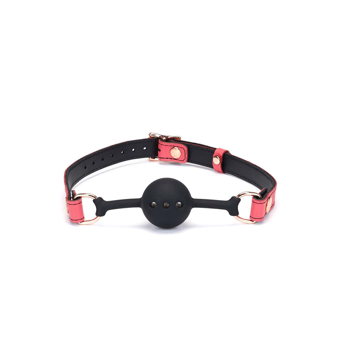 Packshot Collier GAG en Cuir Rose et Boule en Silicone Noir