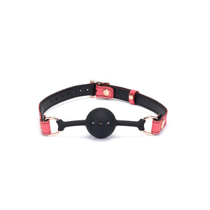 Packshot Collier GAG en Cuir Rose et Boule en Silicone Noir