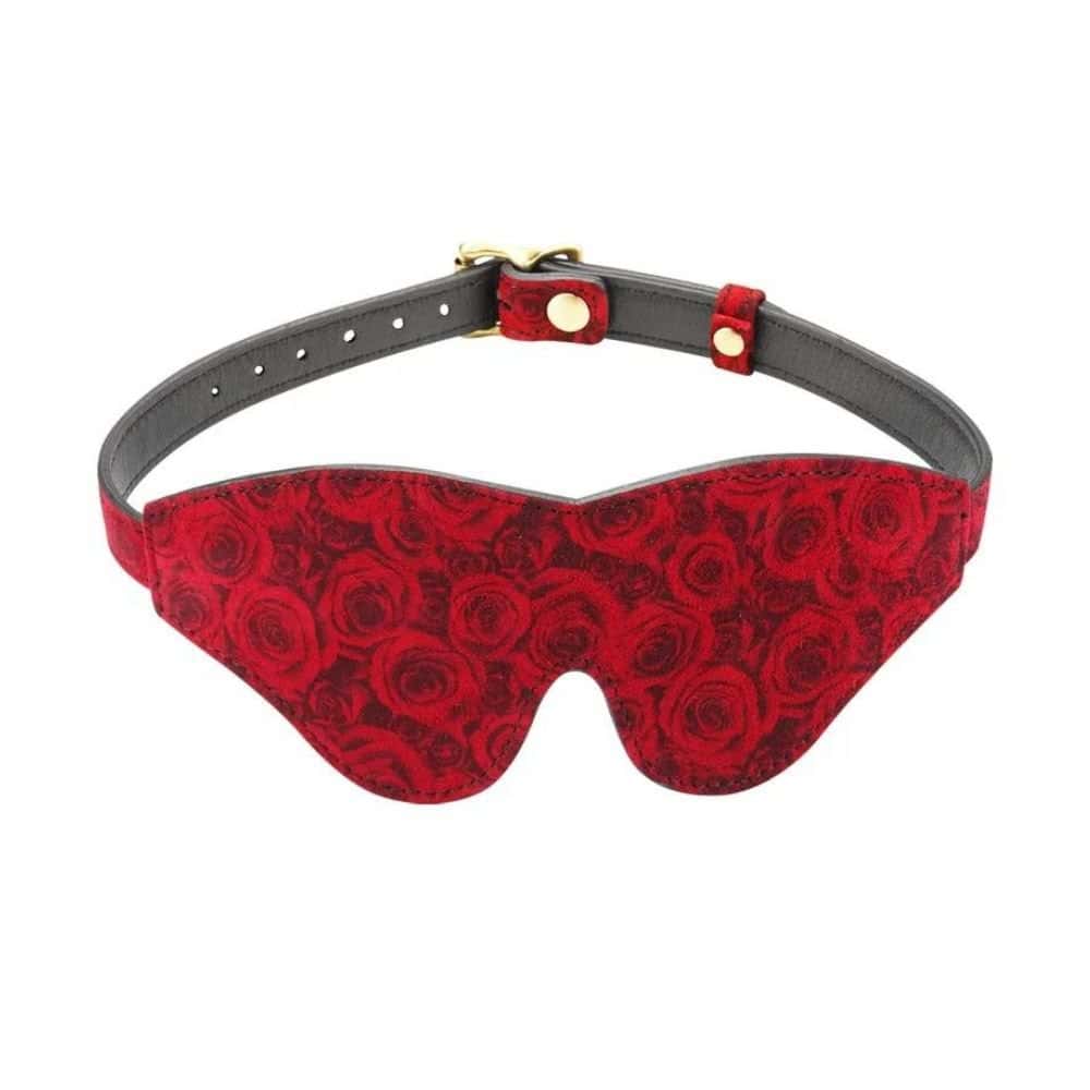 Packshot du Devant d'un Bandeau en Cuir Imprimé de Roses Rouges