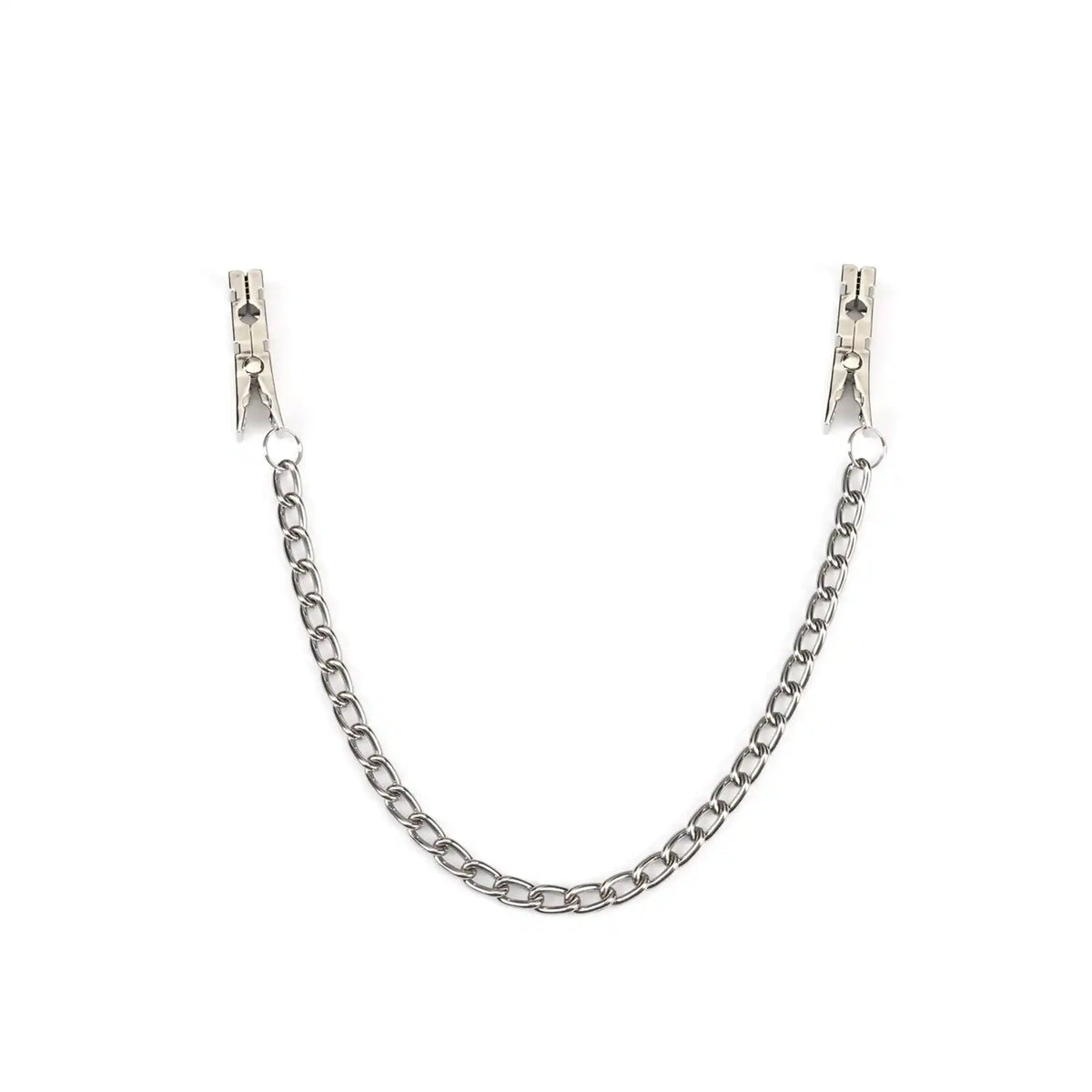 Pinces à tétons BDSM en métal argenté avec chaîne centrale – accessoires fétichistes Liebe Seele