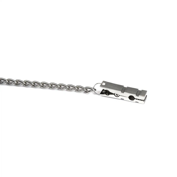 Pinces à tétons BDSM en métal argenté avec chaîne centrale – accessoires fétichistes Liebe Seele