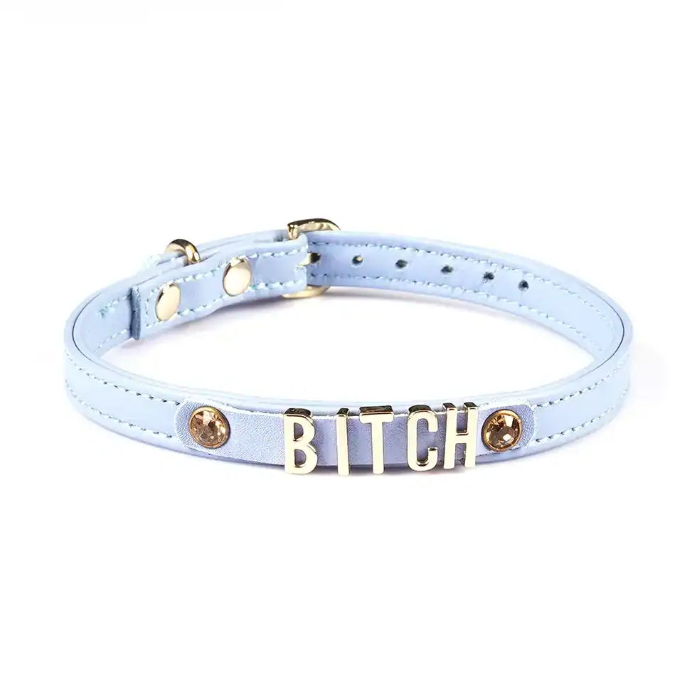 LIEBE SEELE - Choker Leder Blau BITCH