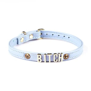 LIEBE SEELE - Choker Leder Blau BITCH